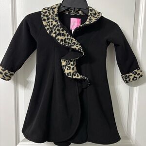 Good Lad Fleece Coat Black with Animal Print collar and cuffs size 3T